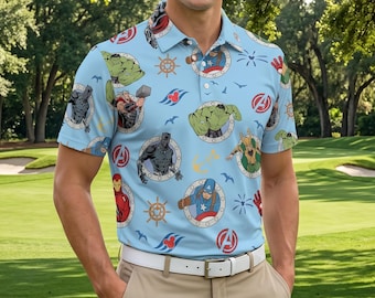 Marvel Avengers Polo Shirt, Iron Man Hulk Golf Polo, Captain America Shirt, Disney Cruise Polo, Mens Womens Polo Gift Top