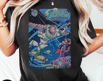 Vintage Buzz Lightyear T-Shirt, Toy Story Pixar Disney Tee, Retro Buzz Laser Blast Shirt, Disneyland Trip Comfort Colors Tee