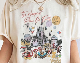 Vintage Disney World Shirt, The Happiest Place On Earth Tee, Magic Kingdom Graphic T-Shirt, Disney Vacation Outfit, Castle Park Shirt