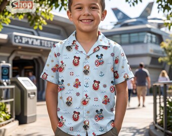 Marvel Mickey Friends Kids Hawaiian Shirt, Disney Avengers Campus Shirt, Toddler Cruise Shirt, Button Up Vacation Top