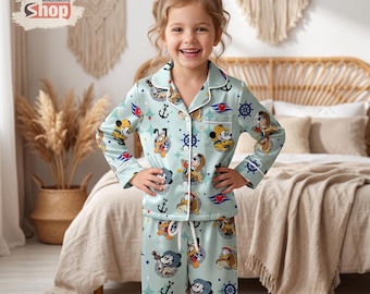 Alaska Disney Cruise Kids Satin Pajamas Set, Mickey and Friends Toddler Long PJs, Family Matching Vacation Sleepwear, Magical Cruise Gift