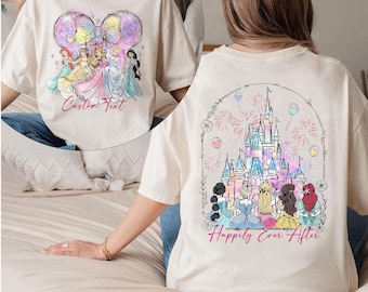 Disney Princess Castle Shirt, Custom Trip Tee for Girls, Watercolor Magic Kingdom Outfit, Matching Princess Family Shirt