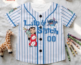 Custom Lilo and Stitch Baseball Jersey, Disney Family Outfit, Stitch Birthday Gift, Kids Disney Trip Top