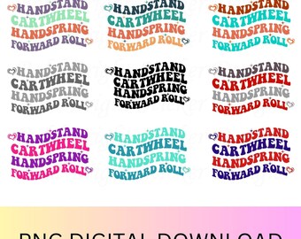 Handstand cartwheel handspring forward roll gymnastics svg bundle, gymnastics png bundle, gymnastics sublimation instant download