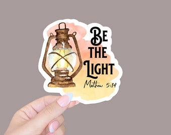 Be the Light Vinyl Sticker, Christian Bible Verse Art