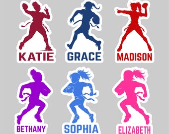 Sticker drapeau football fille personnalisé, cadeau d'équipe personnalisé