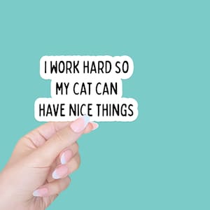 I work hard so my cat can have nice things sticker/cat funny sticker/hyrdro flask stickers/laptop sticker/kindle sticker/kitten sticker