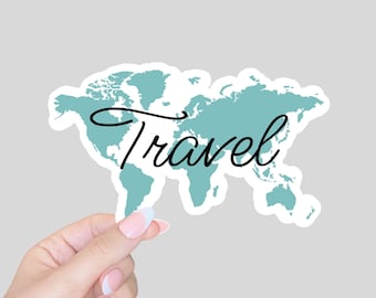 World map sticker, travel sticker, traveling gift, luggage sticker, water bottle sticker, laptop sticker, adventure sticker, explore sticker