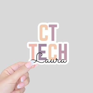 CT tech sticker, gift for CT tech, custom sticker, radiologist gift, water bottle sticker, ray tech gift, radiology technician