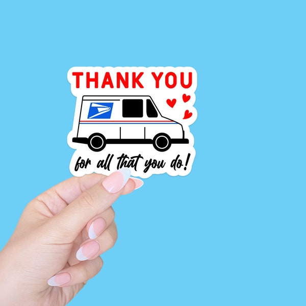 USPS thank you mailbox sticker, mailbox decor, peel and stick sticker, postal sticker