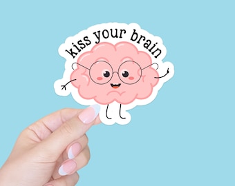 Sticker enseignant Embrasse ton cerveau/cadeau nouveau professeur/autocollant drôle/autocollant ordinateur/autocollants ordinateur portable/autocollant gobelet bouteille d'eau/autocollant agenda
