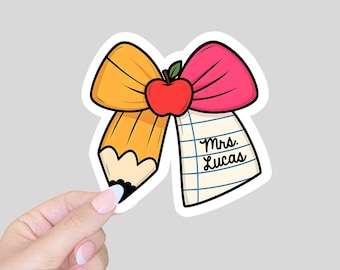 Cadeau personnalisé pour enseignant/mignon cadeau pour enseignant/cadeau d'appréciation de l'enseignant/autocollant nom/autocollant coquette/autocollant gobelet bouteille d'eau/autocollant étudiant