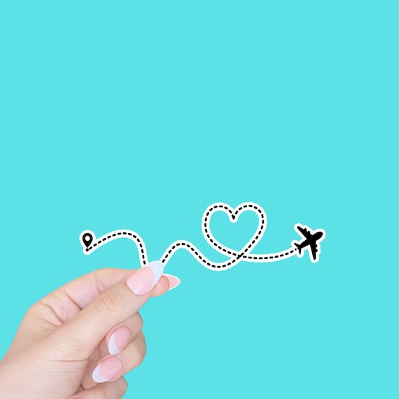 airplane destination travel sticker, luggage sticker, long distance travel, waterbottle sticker, laptop sticker