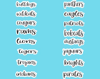 Personalized mascot sticker/school sticker/personalized school/custom name decal/team sticker/water bottle tumbler stickers/water bottle