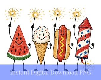 4 juillet png, image clipart bonhomme allumette, enfants png