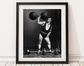 Vintage Photo - Men 1920's Weight Weightlifter Body Builder - Photography, Wall Art, Speakeasy, Bar Art, Decor, Gym Art