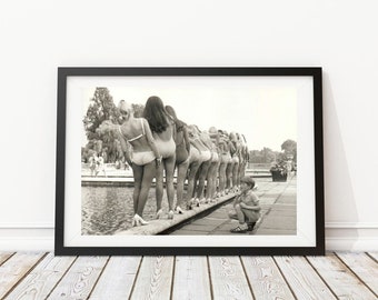 Vintage Photo - 1960's Women in Bikini Swimsuit Fashion - Photography, Black & White, Wall Art, Home Decor, Beach Art