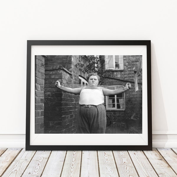 Vintage Photo - 1920's Boy Exercise Workout Fitness - Photography, Black & White, Wall Art, Speakeasy, Bar Art, Decor, Print