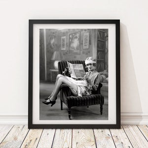 Foto vintage - Flapper Smoking Women de 1920 - Fotografia, preto e branco, arte de parede, bar clandestino, arte de bar, decoração, impressão