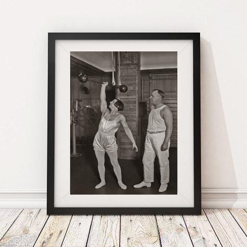 Vintage Photo - Women 1920's Workout Weightlifting Weight Fitness - Photography, Black & White, Wall Art, Gym Art, Bar Art, Decor, Print
