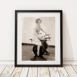 Vintage Photo - Women 1920&#39;s Exercise Fitness Bike - Photography, Black & White, Wall Art, Speakeasy, Bar Art, Decor, Print