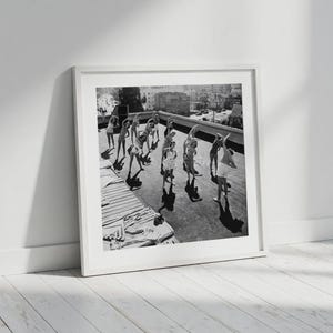 Vintage Fitness Class Photo – 1960s Women, Exercise Print