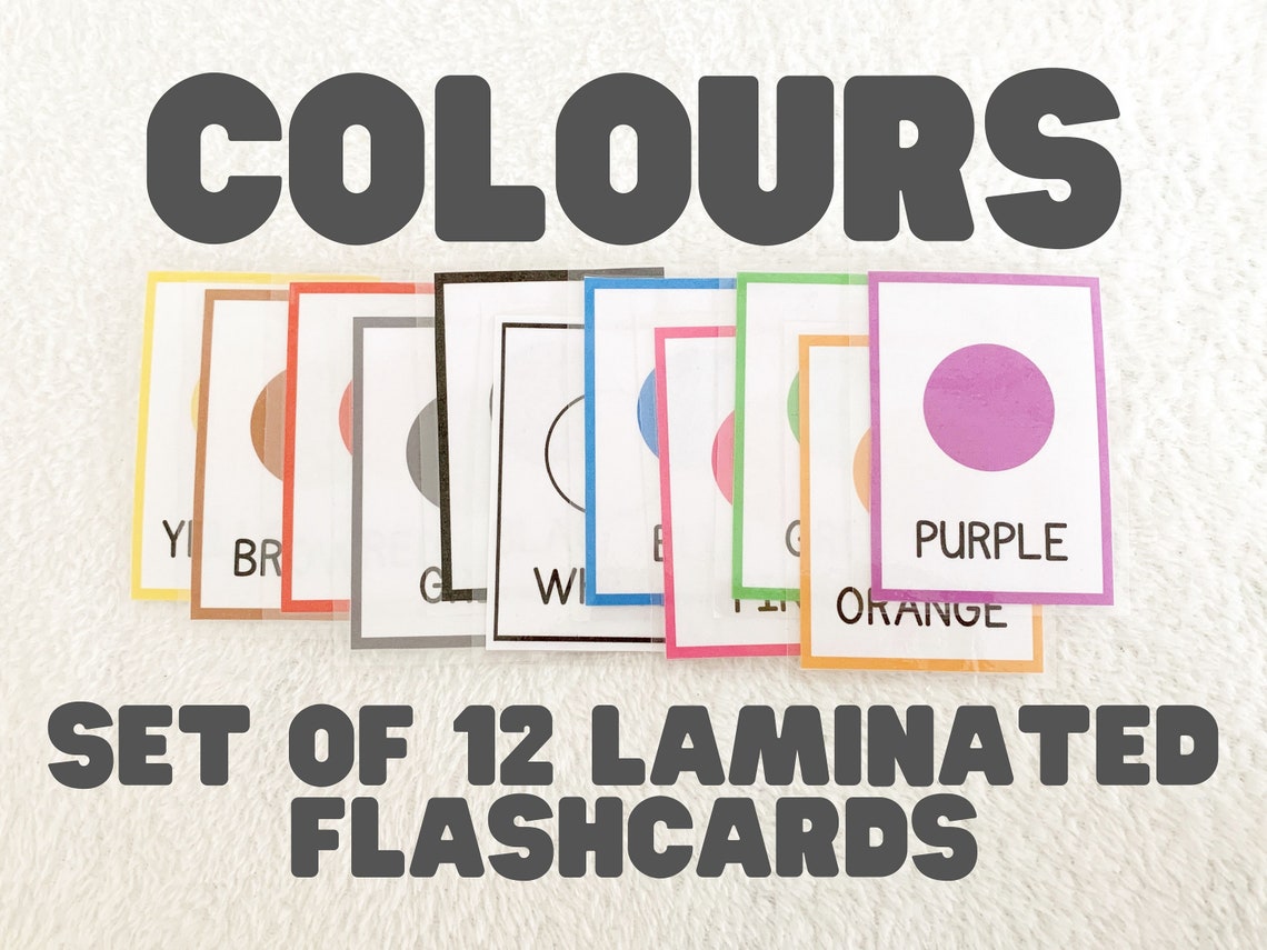 Colours 12 Laminated Flashcards Etsy