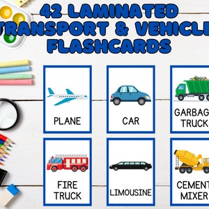 Transport and Vehicles - 42 Laminated Flashcards