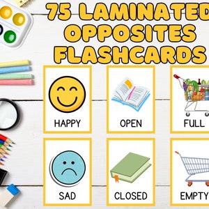 Opposites - 75 Laminated Flashcards