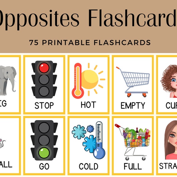 Opposites - 75 Printable Flashcards