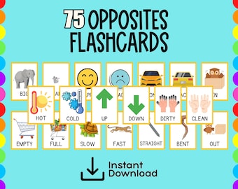 Tegengestelden: 75 afdrukbare flashcards