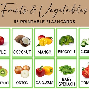 Fruits & Vegetables - 53 Printable Flashcards
