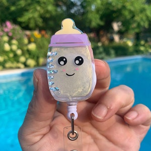 Shaker baby bottle badge reel/ 3D badge reel/ Floating badge reel