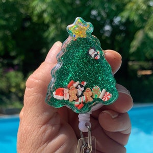 Christmas Tree Shaker badge reel/ 3D badge reel/ Floating badge reel