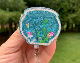 Fish bowl Shaker badge reel/ 3D badge reel/ Floating badge reel
