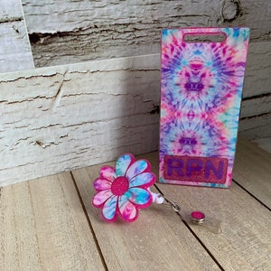 RPN Daisy Tye Dye Badge Buddy with Badge Reel