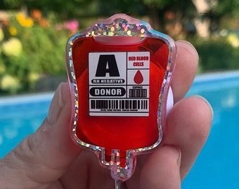 Shaker blood bag  badge reel/ 3D badge reel/ Floating badge reel
