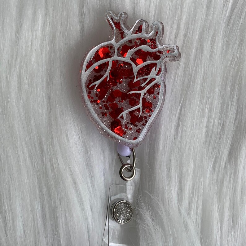 Anatomical Heart Shaker Badge Reel/ 3D Badge Reel/ Floating Badge Reel ...
