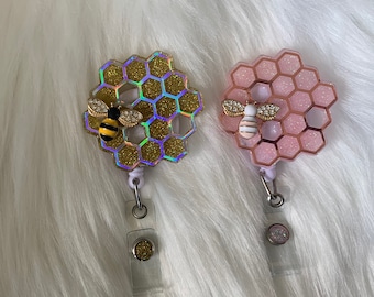 Honeycomb and Bee Badge Reel
