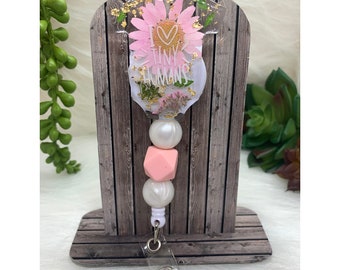 I Love Tiny Humans Badge Reel/Dried flower