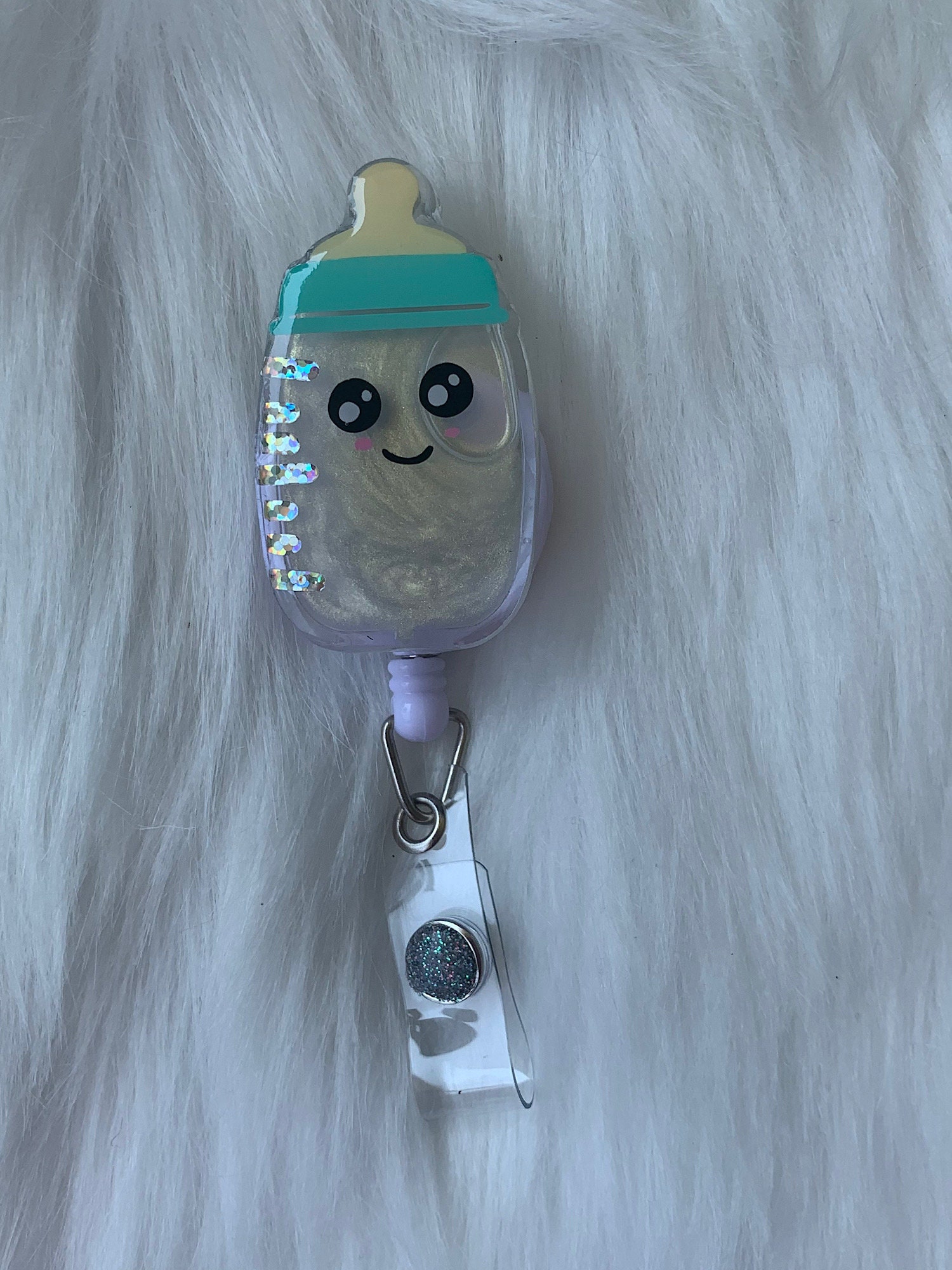 Shaker Baby Bottle Badge Reel/ 3D Badge Reel/ Floating Badge Reel - Etsy