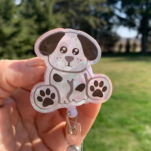 Sitting Dog badge reel
