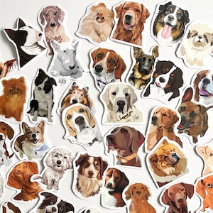 50 Adorable Dog Face Stickers- Random Canine Face Stickers - Assorted Types  - FUN for Crafts, Hydro Flask, Phone, Laptop!  #0028