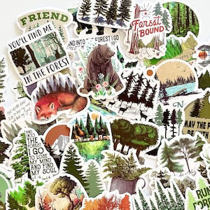 50 Natural Forest Stickers - Outdoor Stickers - Wilderness Forest Tree Stickers - Crafts, Water Bottles, Journaling, and More!  #0145