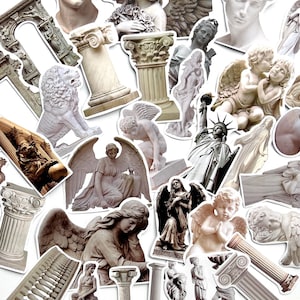 34pcs Vintage Art Statue Stickers - Great Size Matte Finish - For Crafting, Journals!  #0083