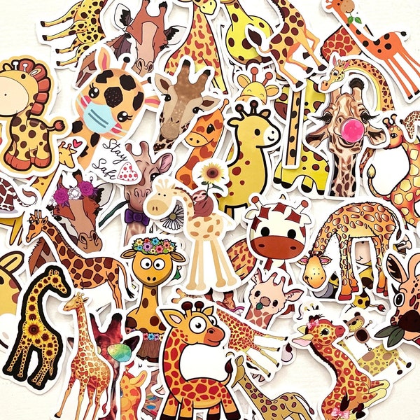 Cartoon Giraffe Stickers - Adorable Silly Giraffes all Kinds - BIG SIZE - Great for Crafts, Hydro Flask, Phone!  Really CUTE!  #0198