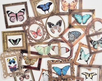 40pcs Translucent Framed Butterfly Stickers - Colorful Designs - For Crafts, Scrapbooking!  #0105