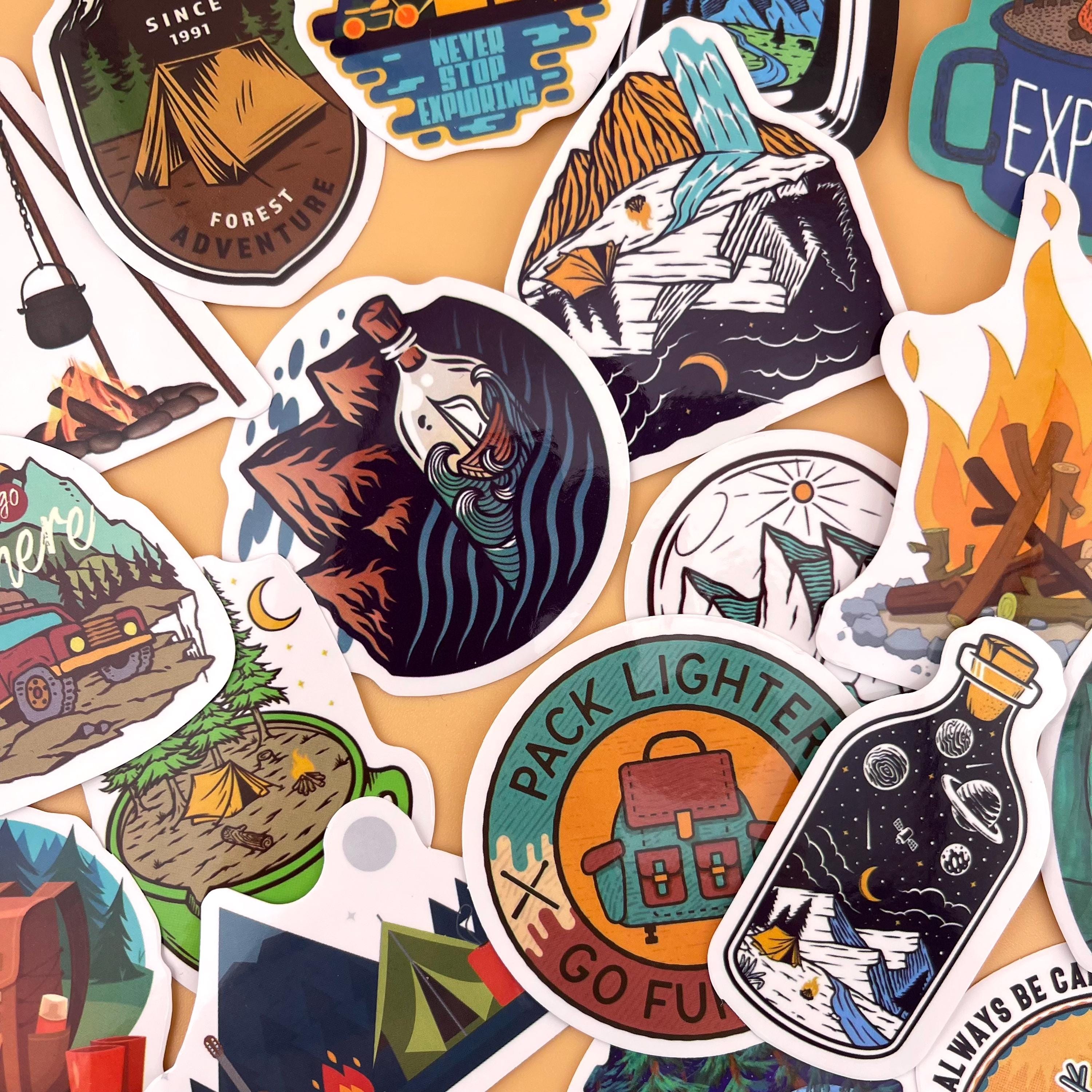 50 Vinyl Outdoor Camping Stickers - Travel in Wilderness Stickers ...