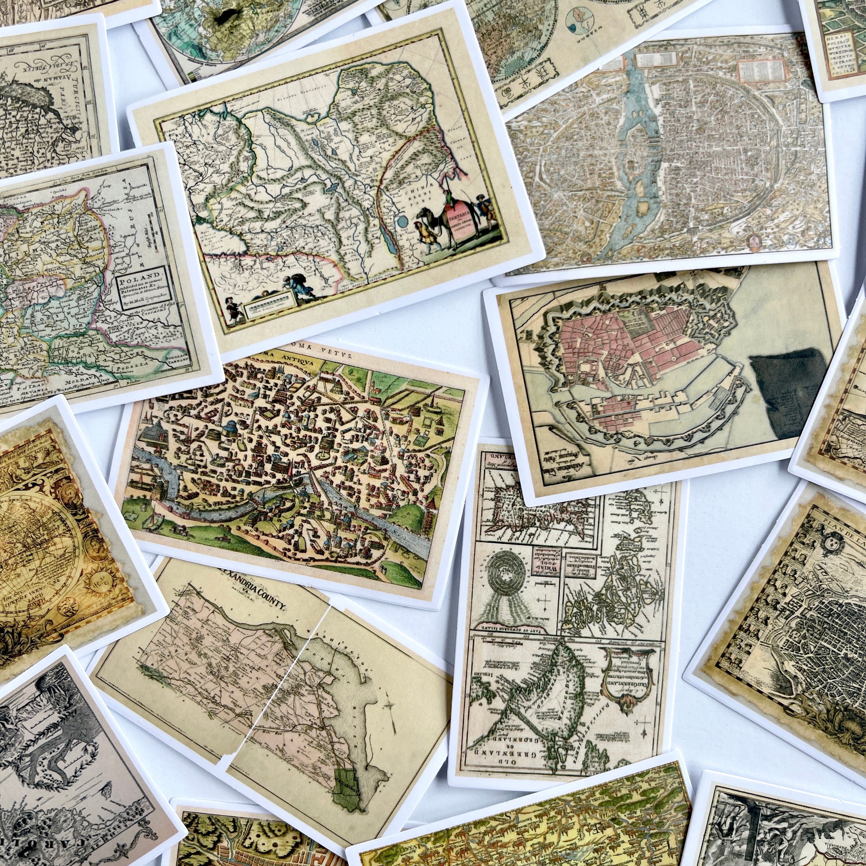 50pcs Vintage Historical Map Stickers - Matte Finish - for Scrapbooking ...