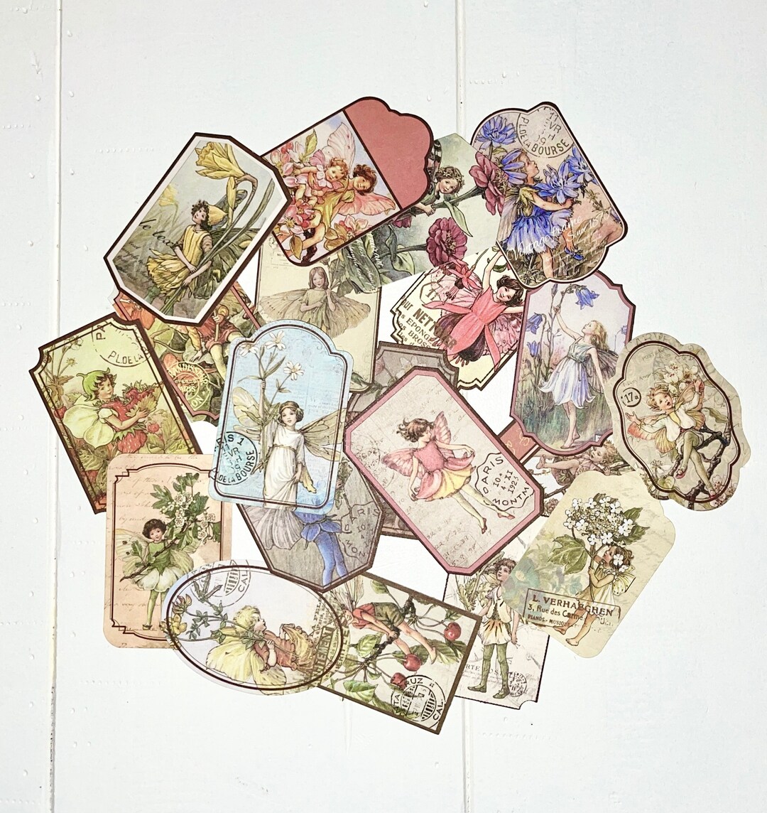 Ffe Sticker 20pcs Vintage Flower Fairy Stickers, Large Size, for Scrapbooking ...
